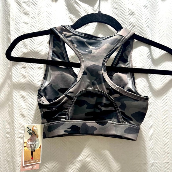 SHADOW SPORT Gray Camouflage Racerback Sports Bra with Elastic Support - Picture 2 of 2